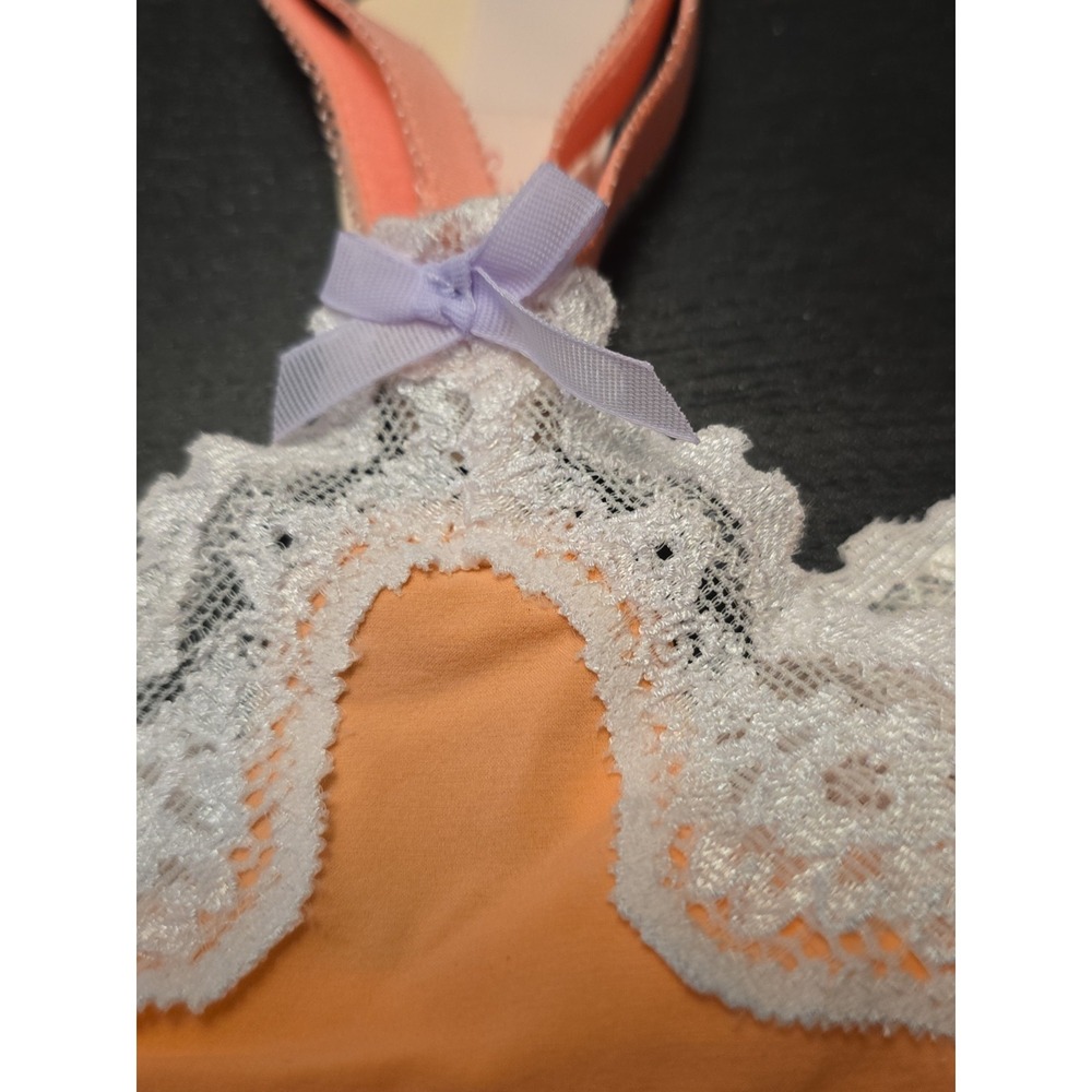 VICTORIA'S SECrET Medium BRALETTE LACE Orange Peach Front Close cute Comfy - Picture 9 of 9